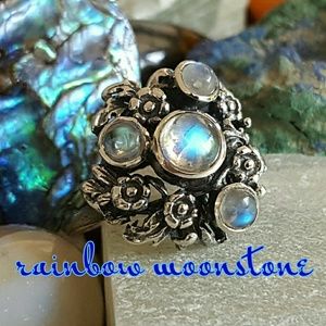 Artisan Rainbow Moonstone Ring Sterling